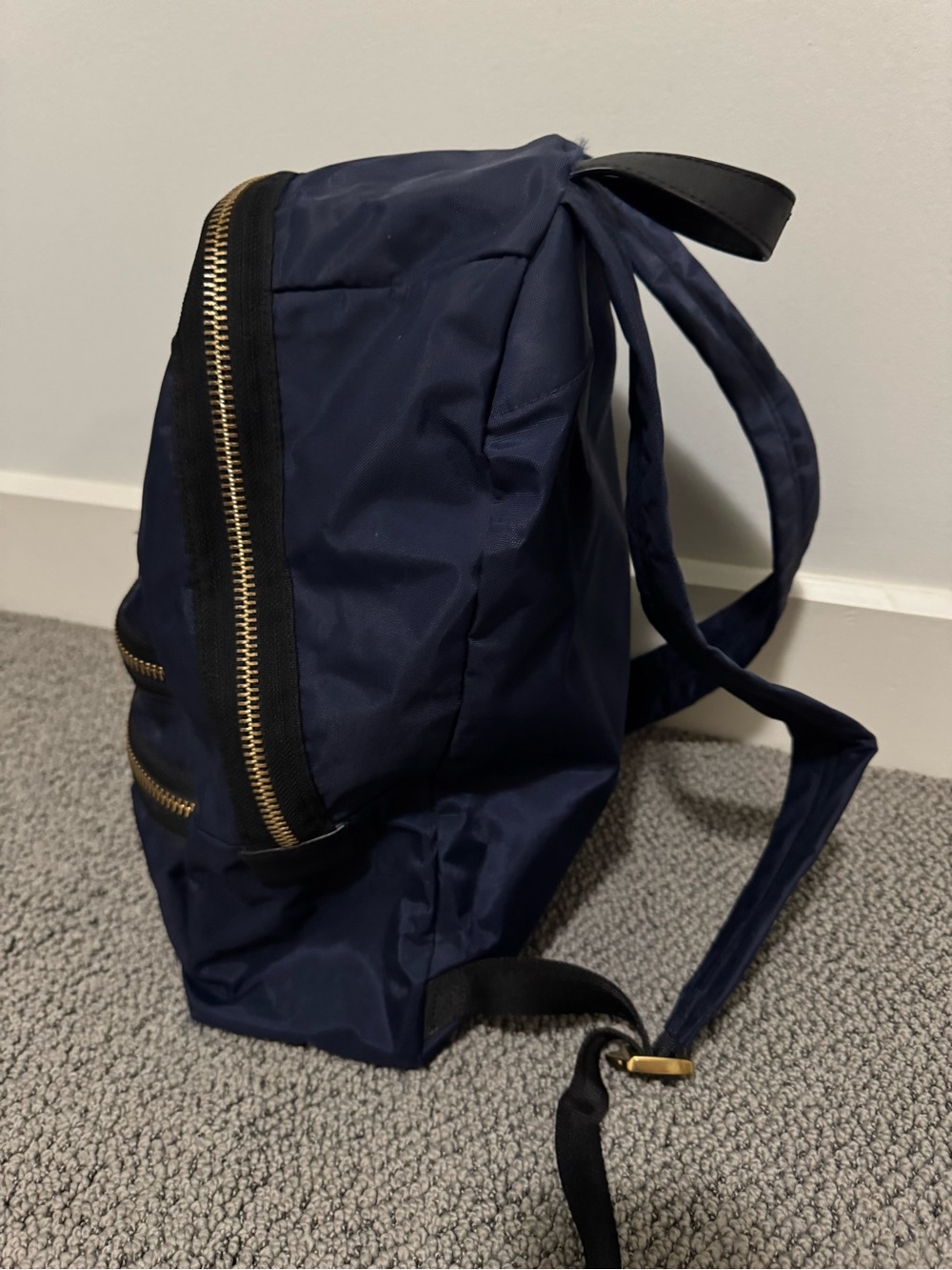 Marc Jacobs Navy Backpack with Gold Zippers and Gold Buckles - Picture 3 of 3